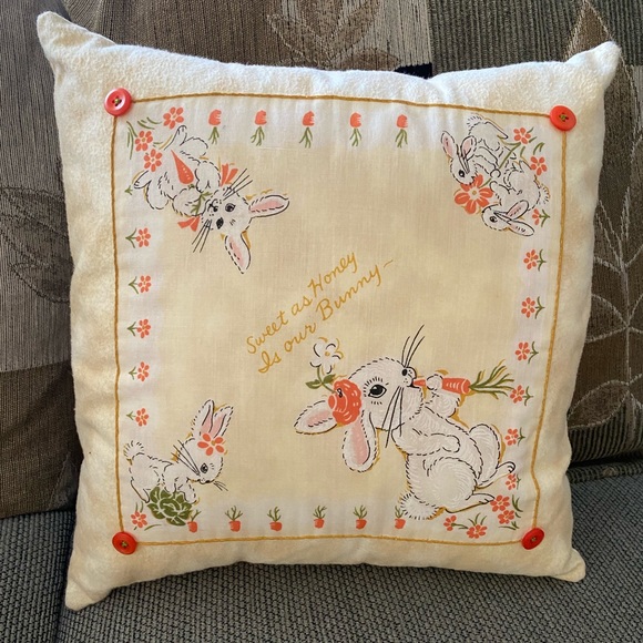 Decorative Easter Bunny Pillow 13” X 13” - Picture 2 of 9